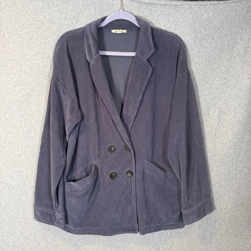 Madewell Knit Corduroy Velour Redford Blazer Womens L Faded Indigo Dark Academia
